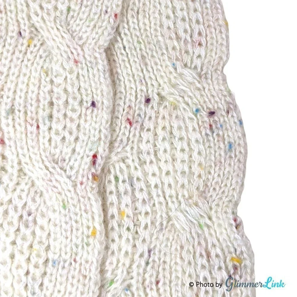 Lands End Off White Multicolor Flecks Knit Scarf Monogrammed AFE
